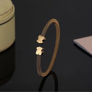 Tous Gold Mesh Bracelet with Bear Charms